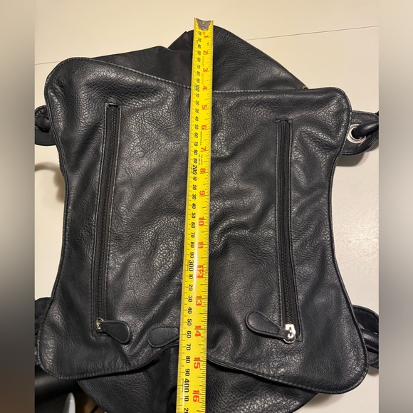 High End Black Leather Ruby & Kit Handbag Fold Over Purse MINTY Rock Boho - Picture 7 of 10